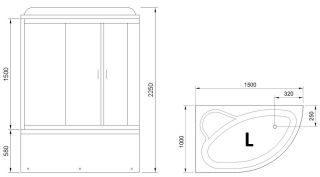 Душевой бокс Royal Bath ALP левый стекло прозрачное 150x100см RB150ALP-T-L